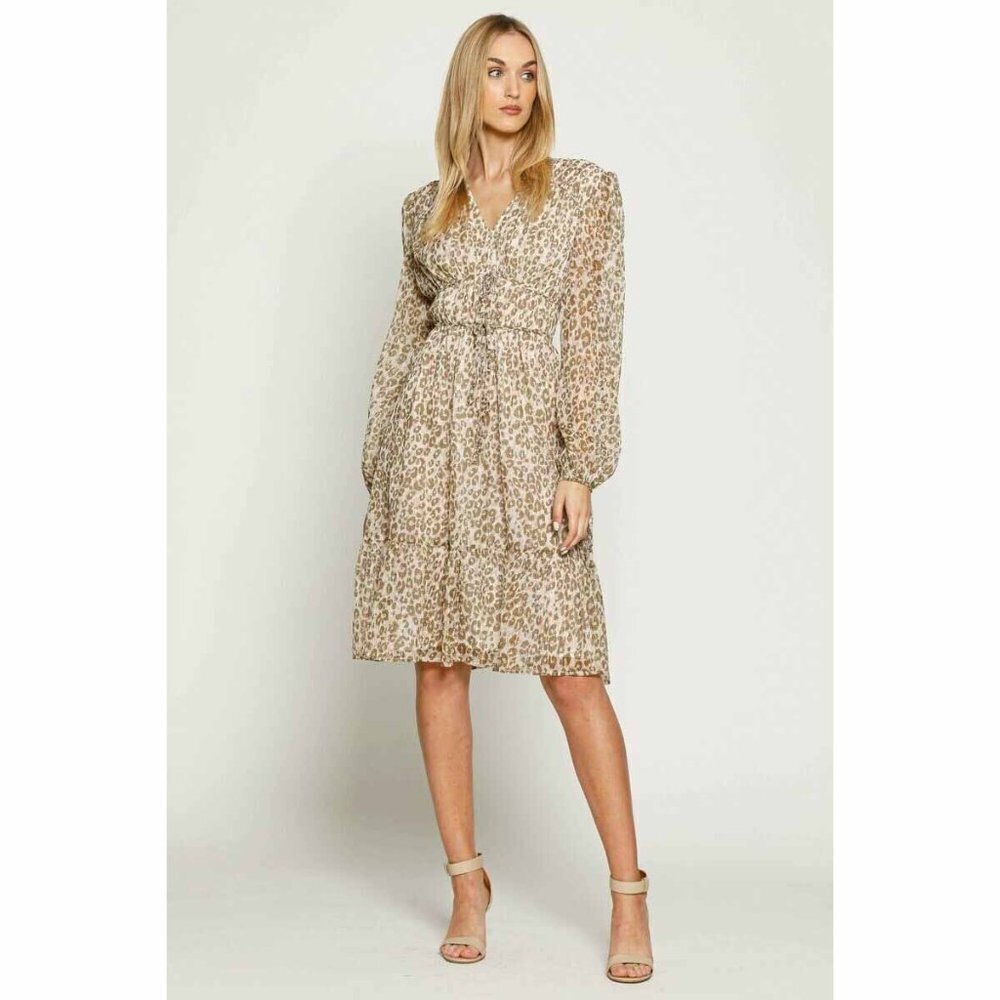 NWT Walter Baker Women's Size 2 Tan Long Sleeve V Neck Outdoor Mini Dress